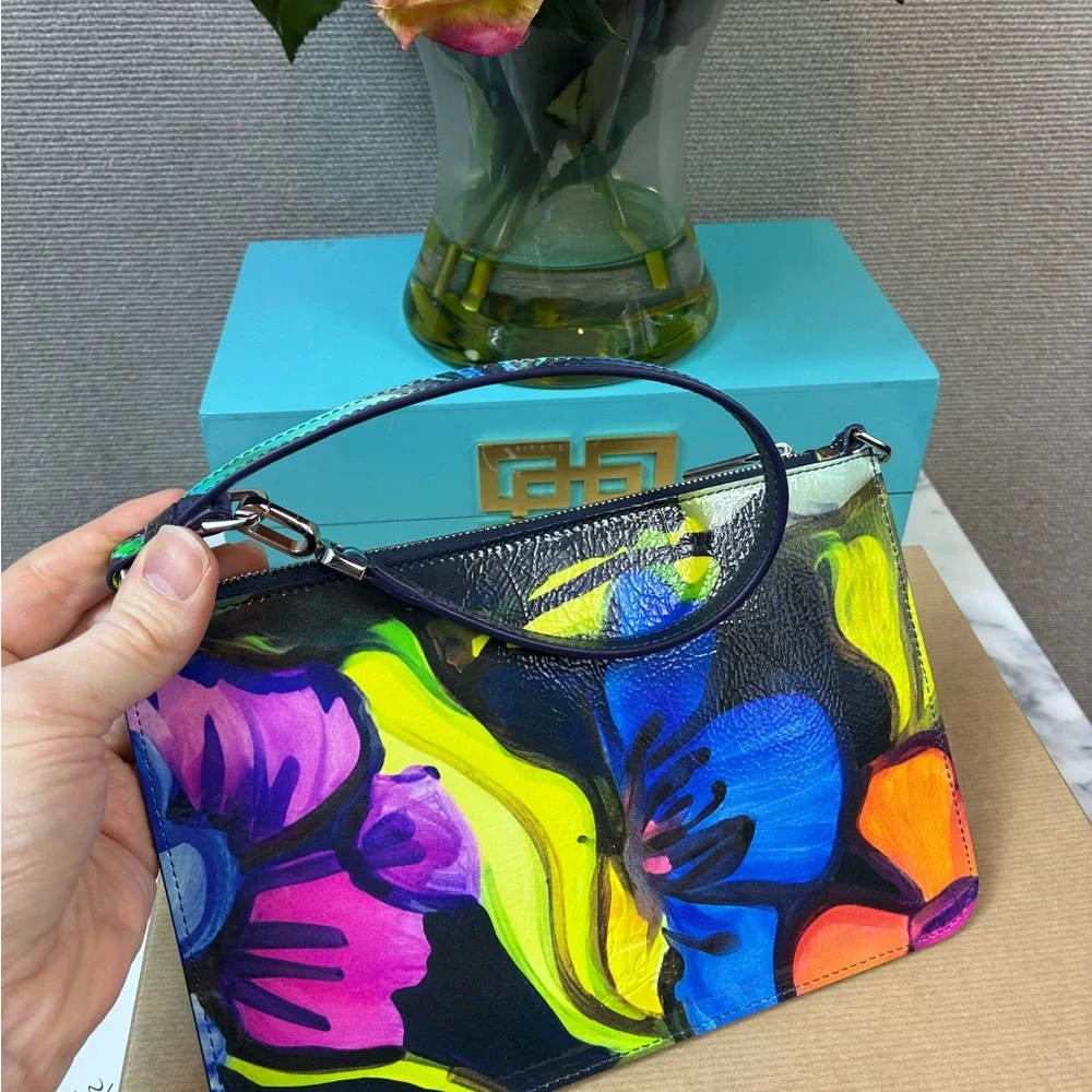 NWT Christian Louboutin Naplak Floral Loubi54 leather pochette Clutch